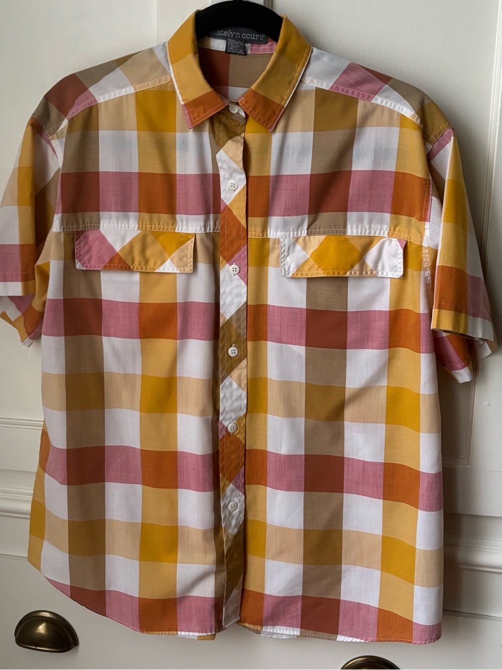 Vintage Short Sleeve Plaid Button Down Shirt
